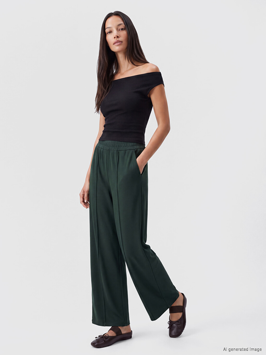 Women's Front Stitched Wide Leg Sweatpants