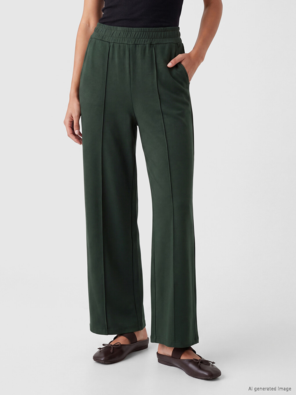Women's Front Stitched Wide Leg Sweatpants-1