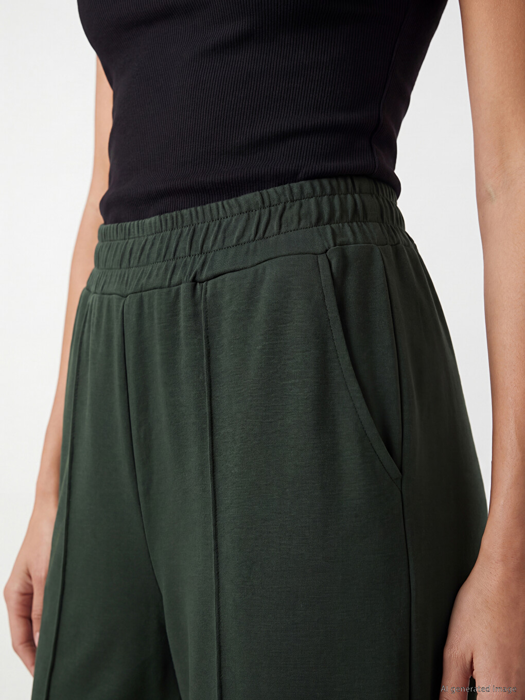 Women's Front Stitched Wide Leg Sweatpants-2