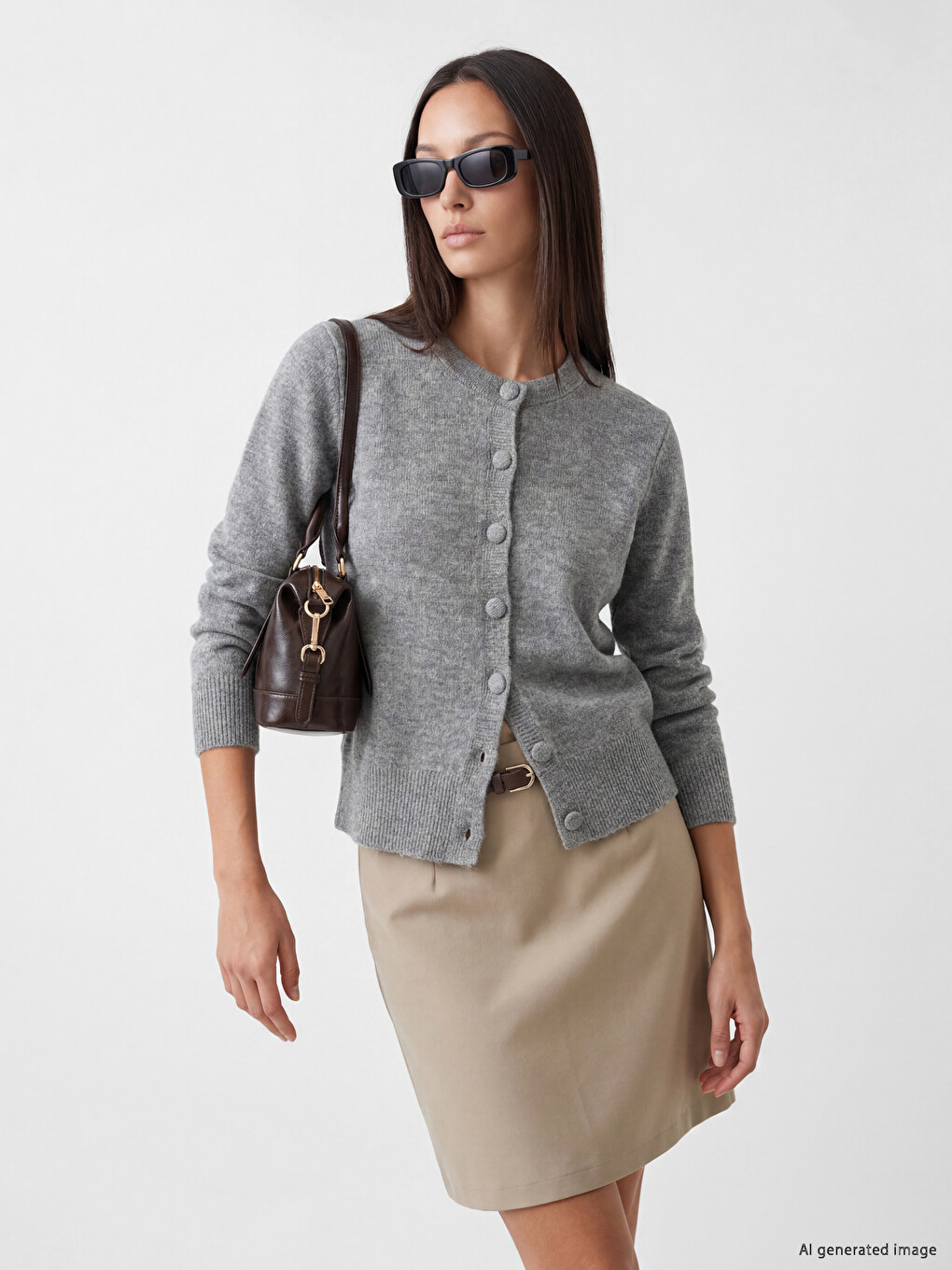 Crew Neck Women's Knitwear Cardigan