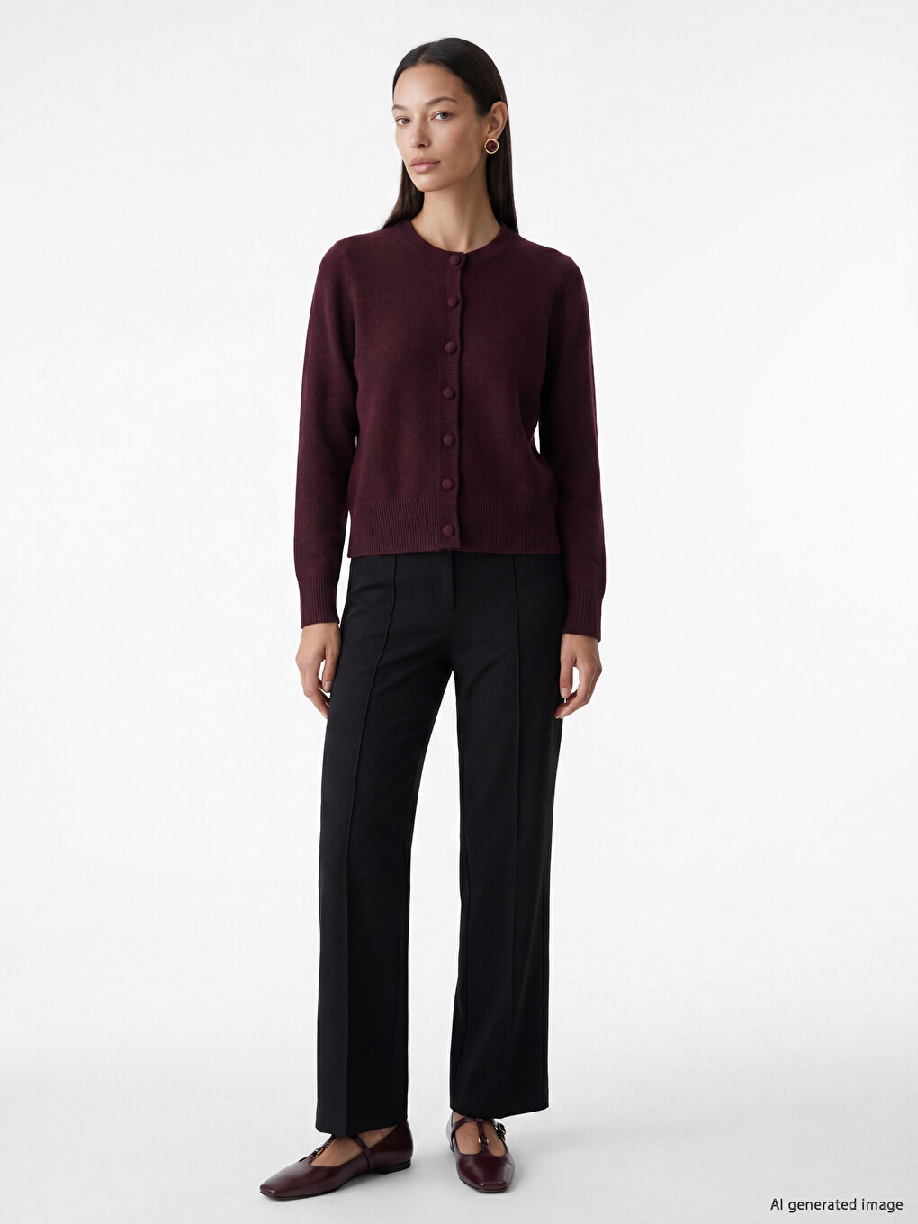 Cardigan Tricotat Cu Guler Rotund Pentru Femei-1