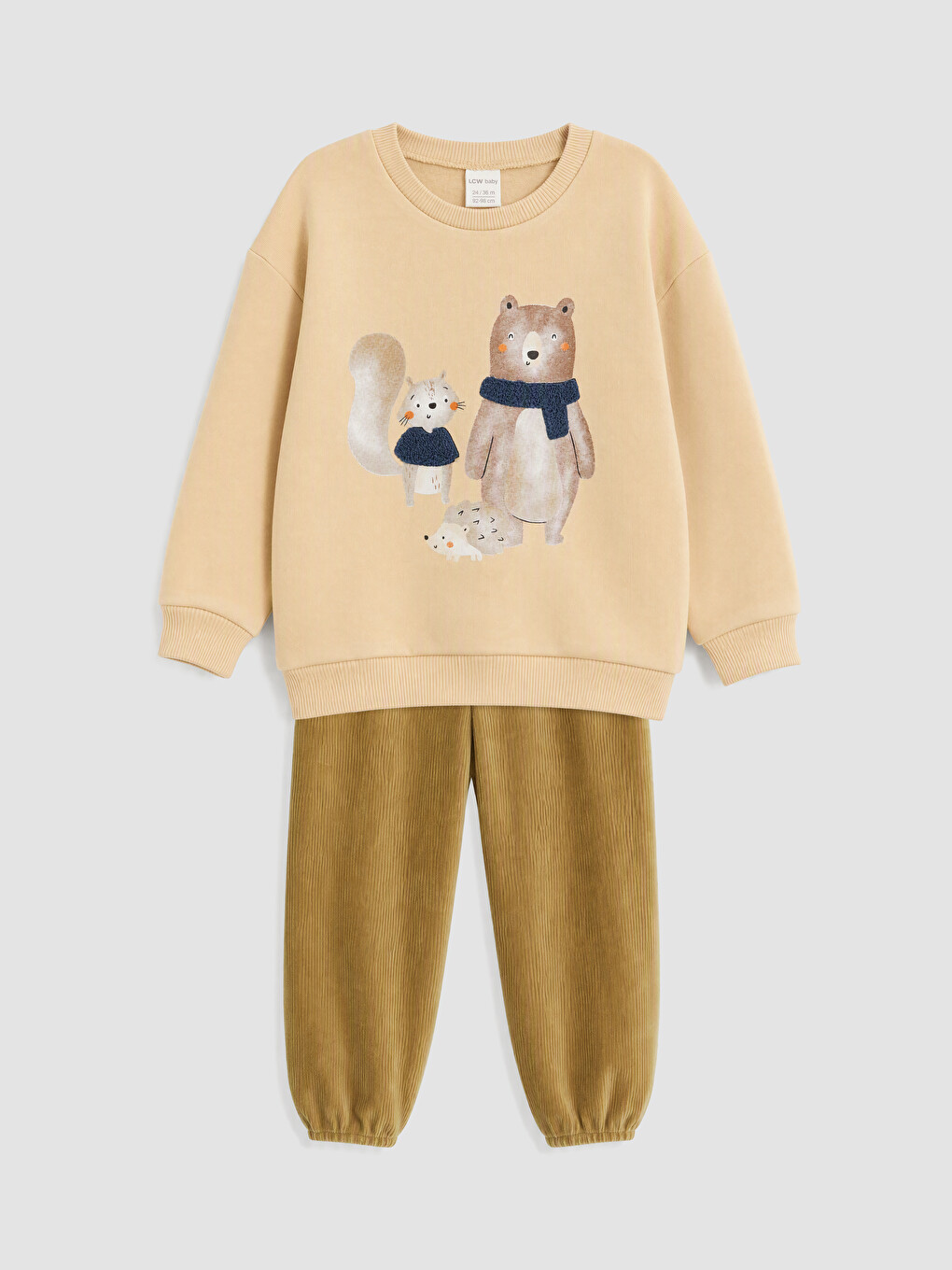 Bej Erkek Bebek Baskılı Sweatshirt Ve Eşofman Altı