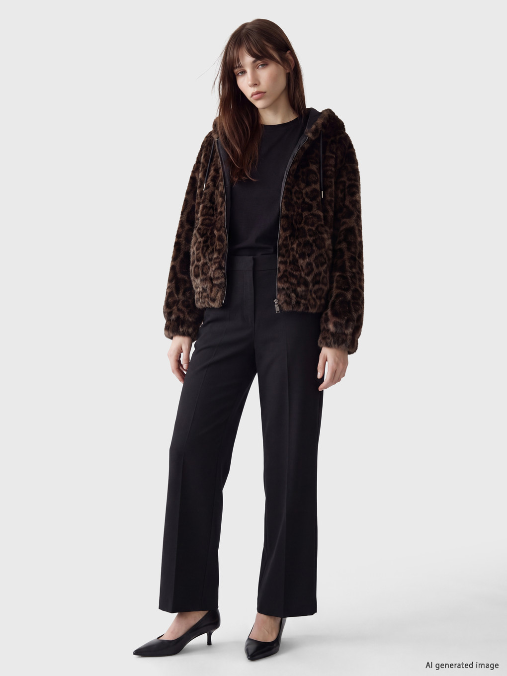 Hooded Leopard Print Women's Fur-1