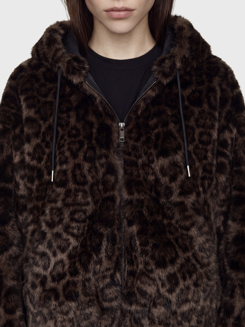 Hooded Leopard Print Women's Fur-2