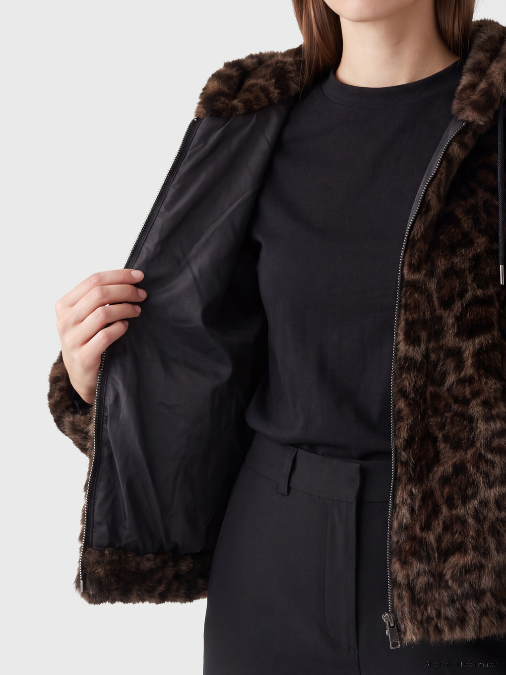Hooded Leopard Print Women's Fur-4