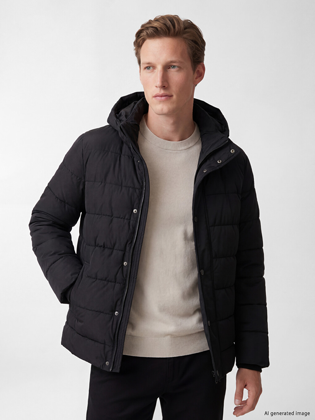 Man Black Puffer Coat