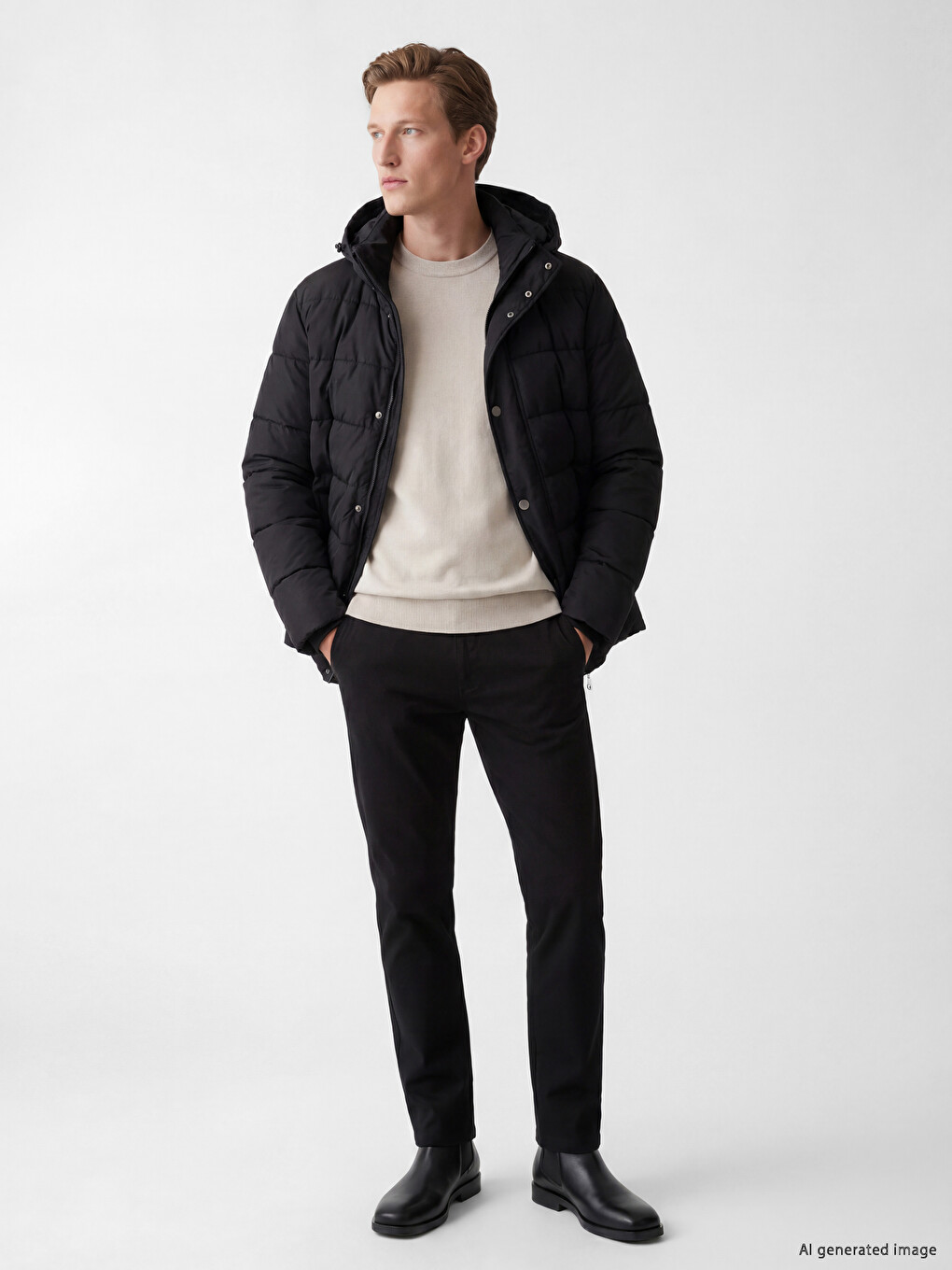 Man Black Puffer Coat-1