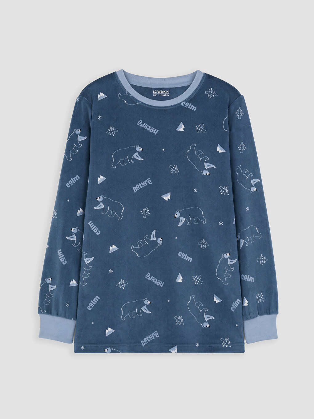 Bisiklet Yaka Kadife Erkek Çocuk Pijama Takımı-1