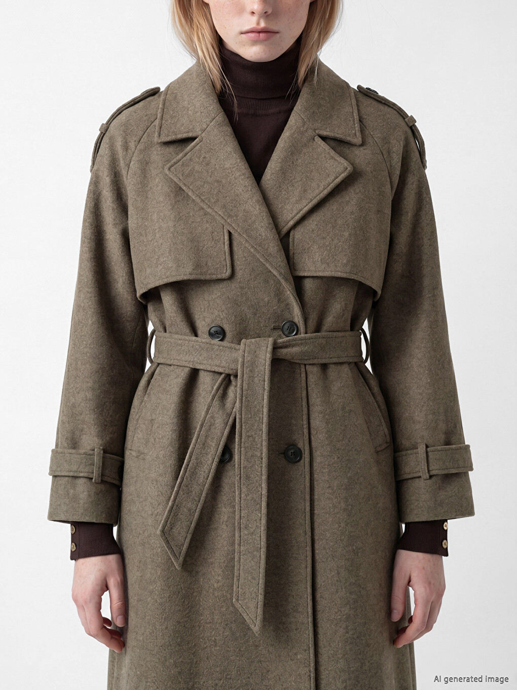 Double Breasted Collar Women's Cachet Overcoat-2