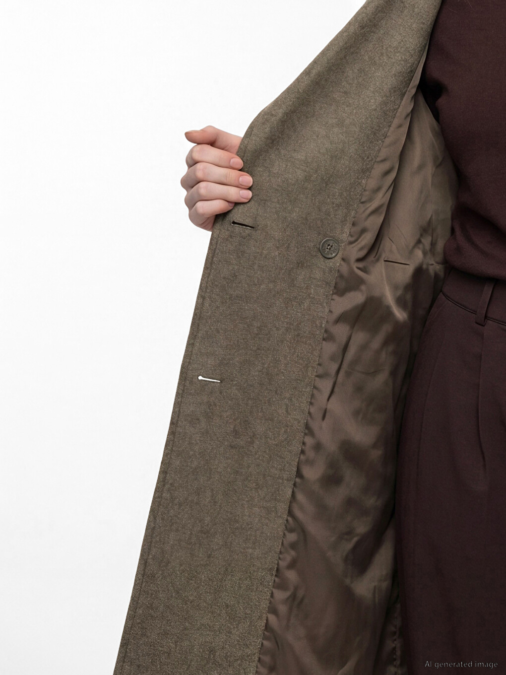 Double Breasted Collar Women's Cachet Overcoat-3