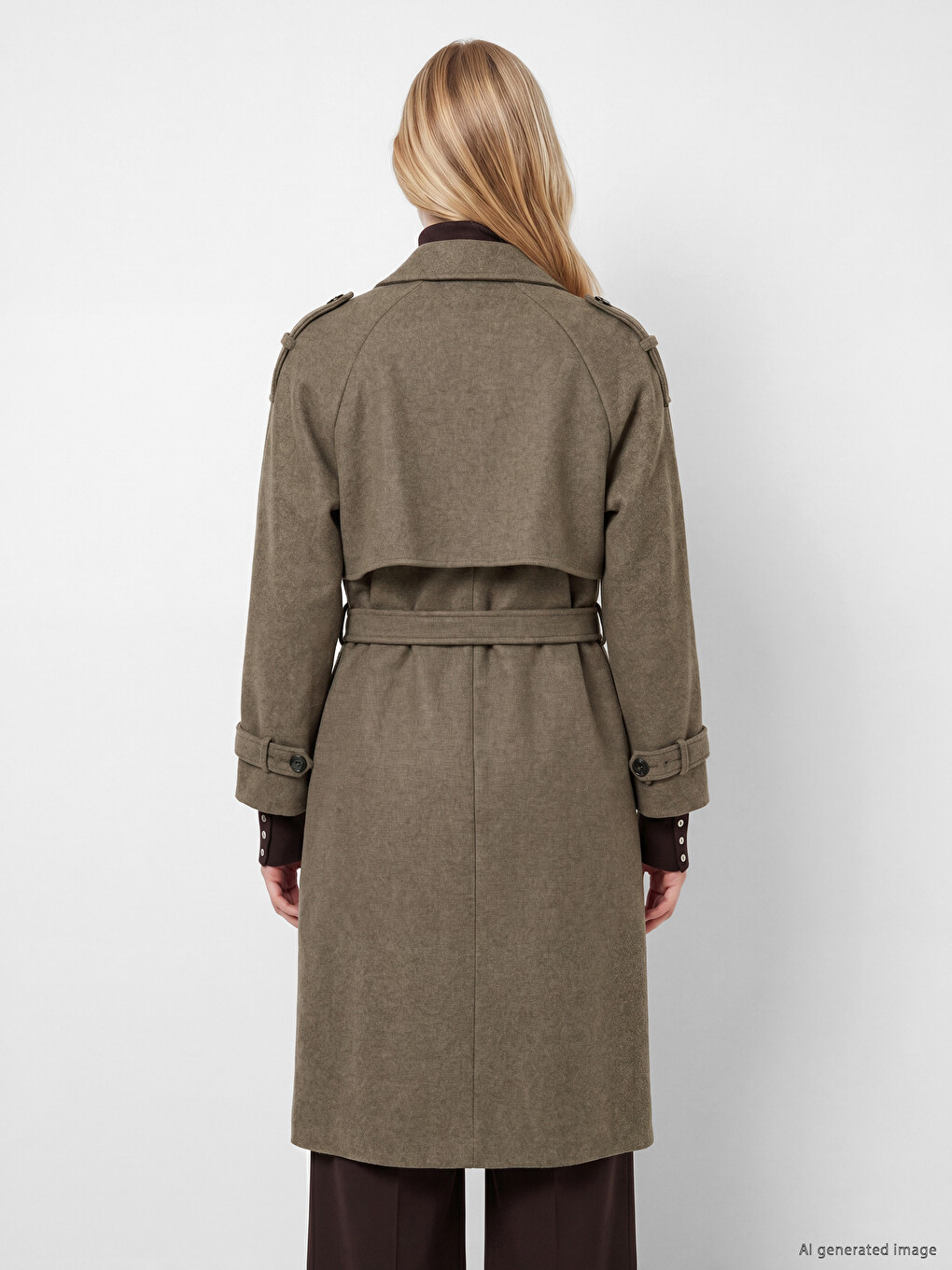 Double Breasted Collar Women's Cachet Overcoat-4