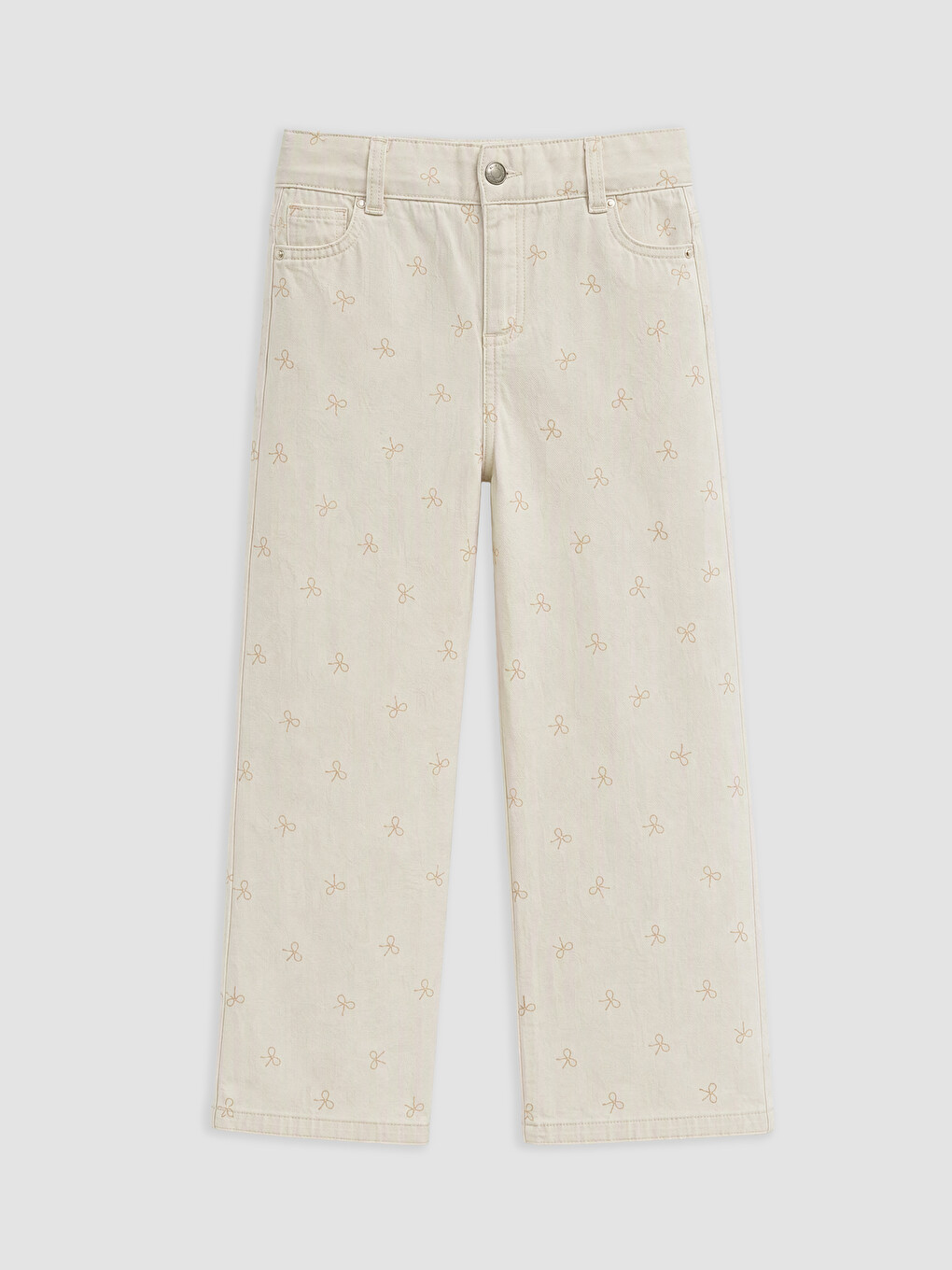 Bow Patterned Girls' Gabardine Trousers