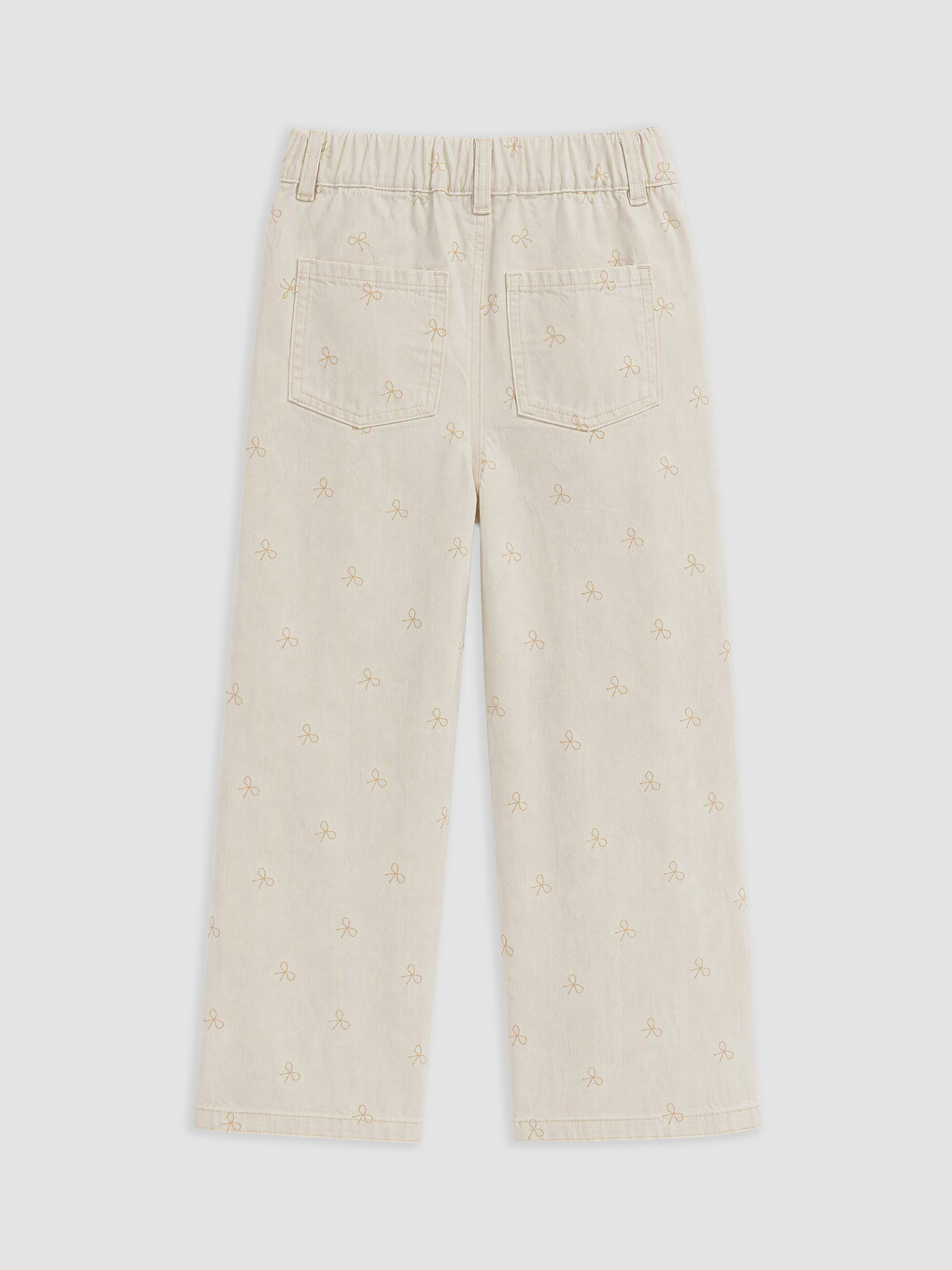 Bow Patterned Girls' Gabardine Trousers-1