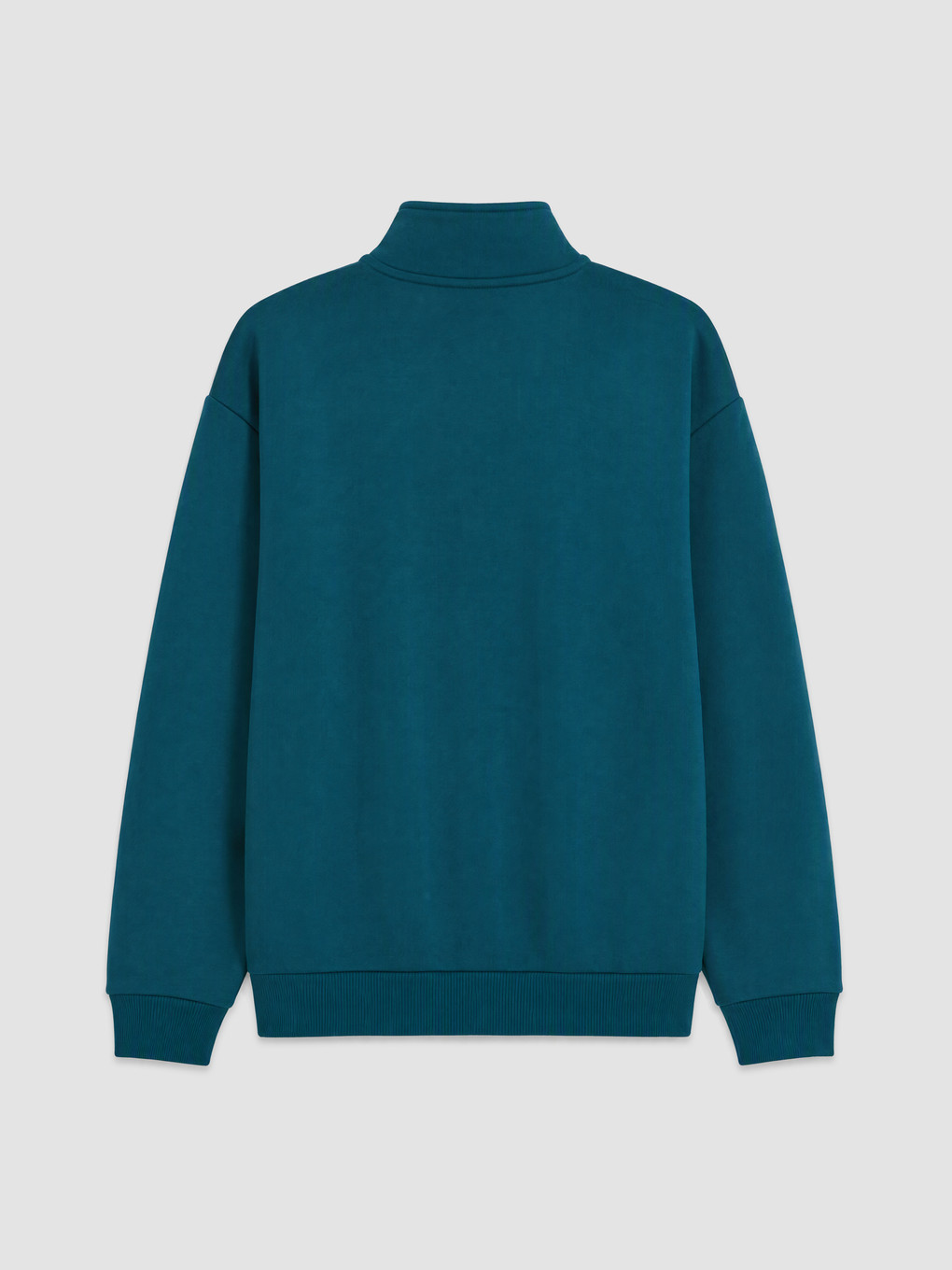 Petrol Dik Yaka Nakışlı Erkek Sweatshirt-5