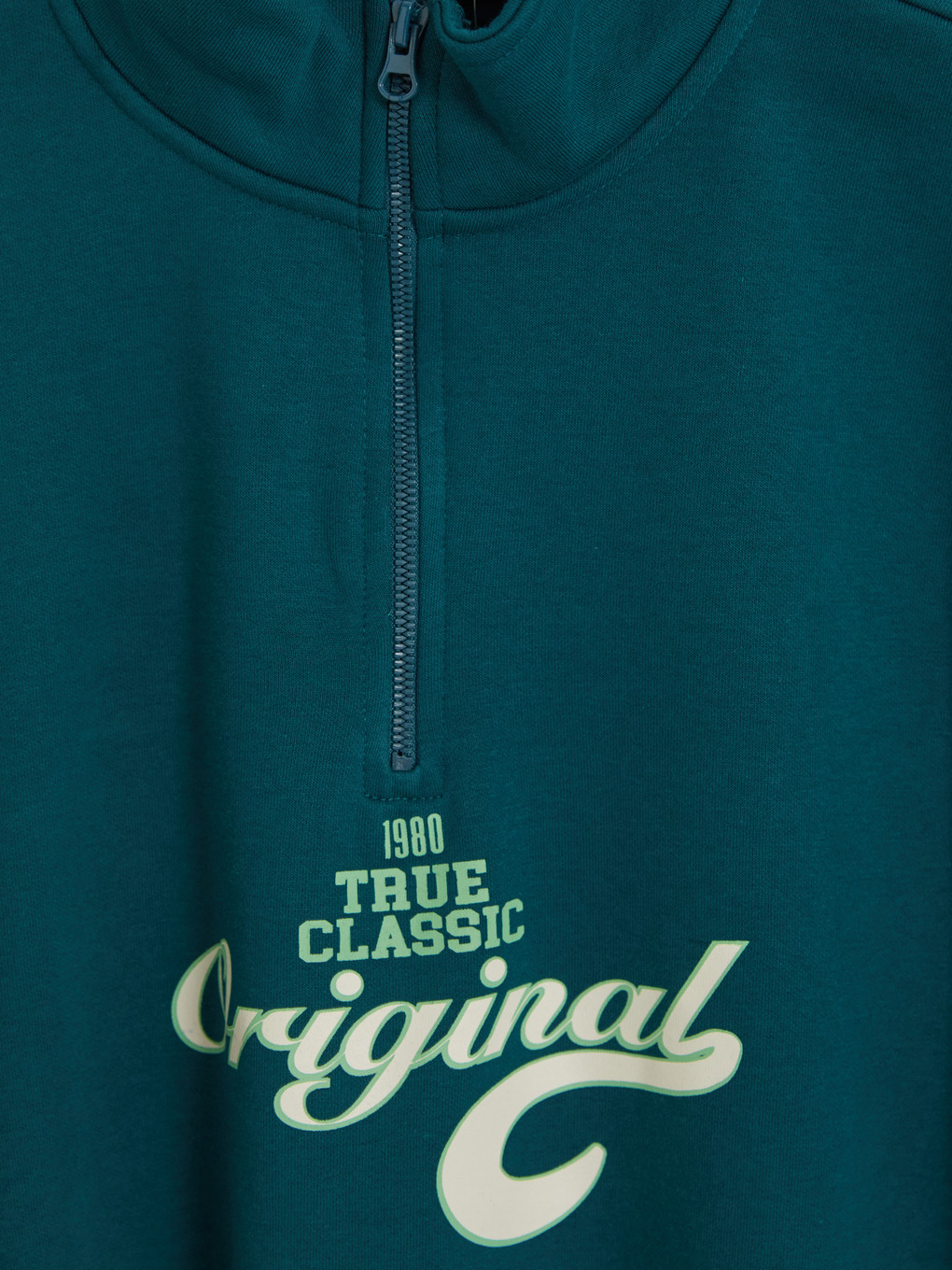 Petrol Dik Yaka Nakışlı Erkek Sweatshirt-6