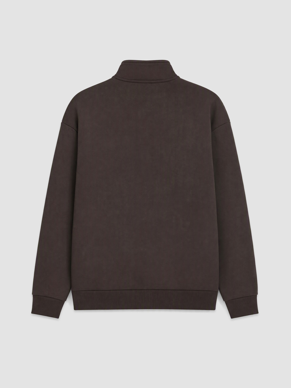 Kahverengi Fermuarlı Dik Yaka Erkek Sweatshirt-5