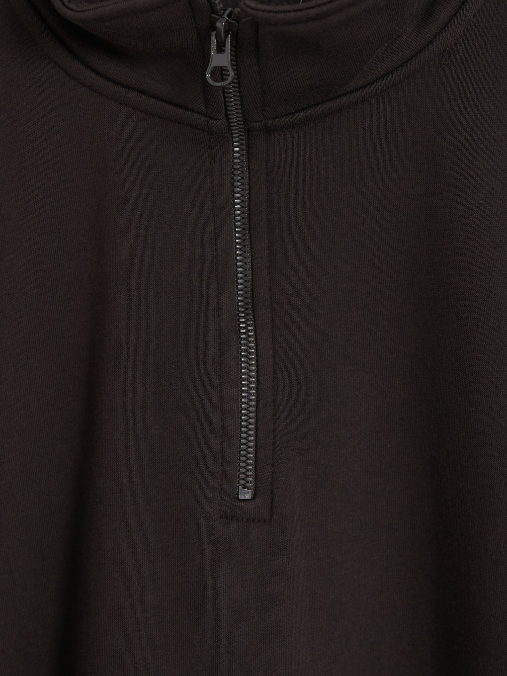 Kahverengi Fermuarlı Dik Yaka Erkek Sweatshirt-6