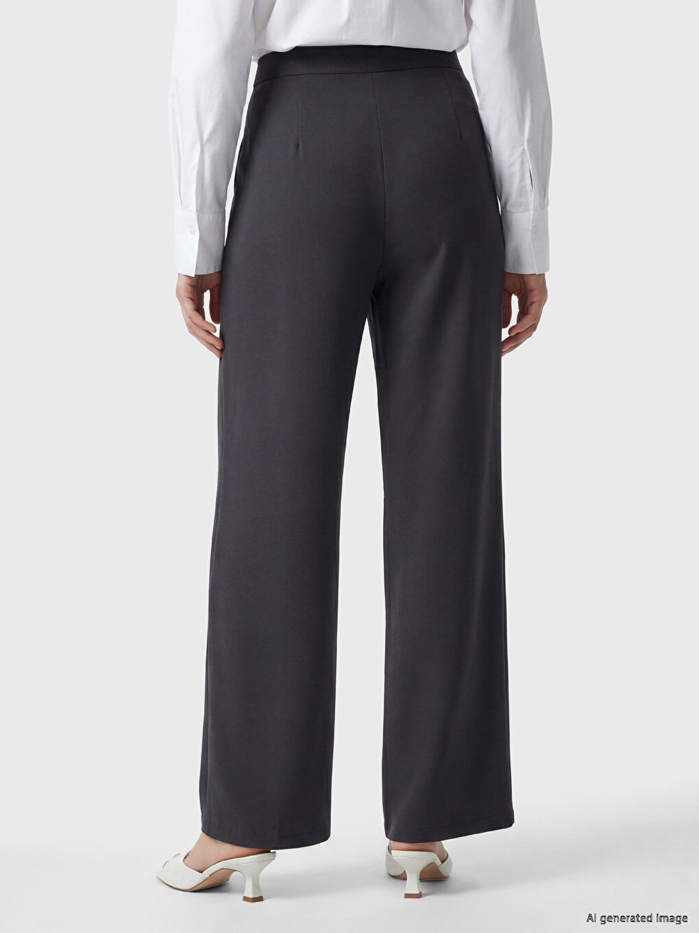 Pleated Wide Leg Women's Trousers-3