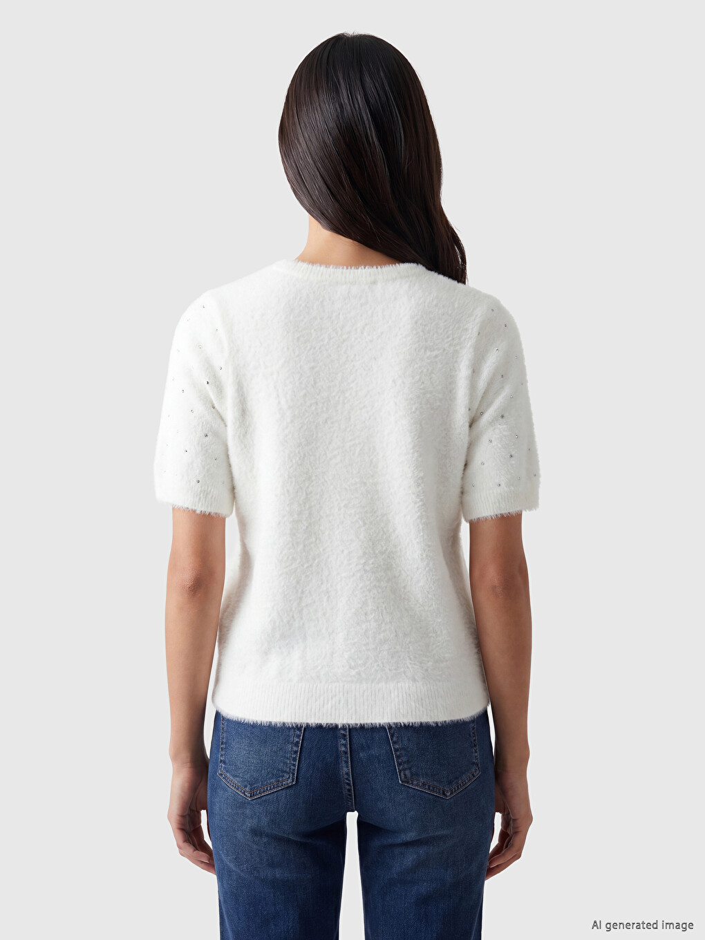 Pull-over En Tricot Pour Femme À Col Rond Orné De Strass-3