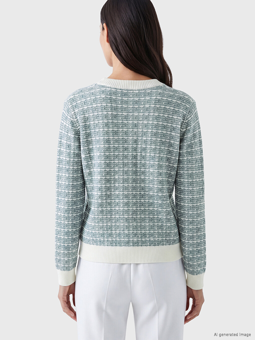 Cardigan Tricotat Pentru Femei Cu Model Cu Guler Rotund Basic-3