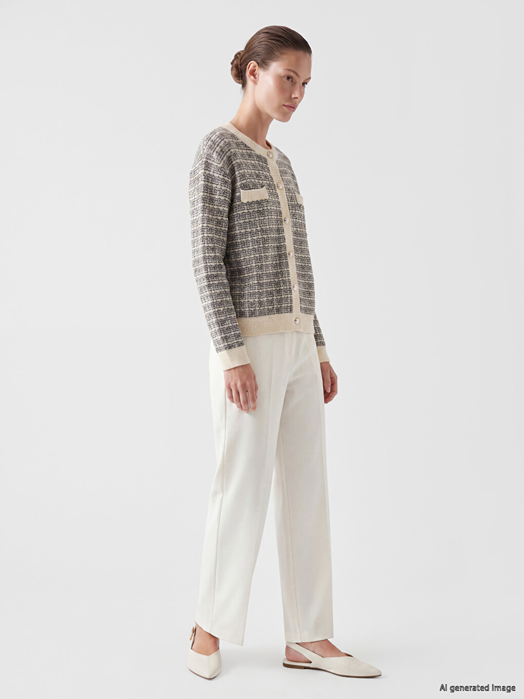 Crew Neck Women's Knitwear Cardigan-1