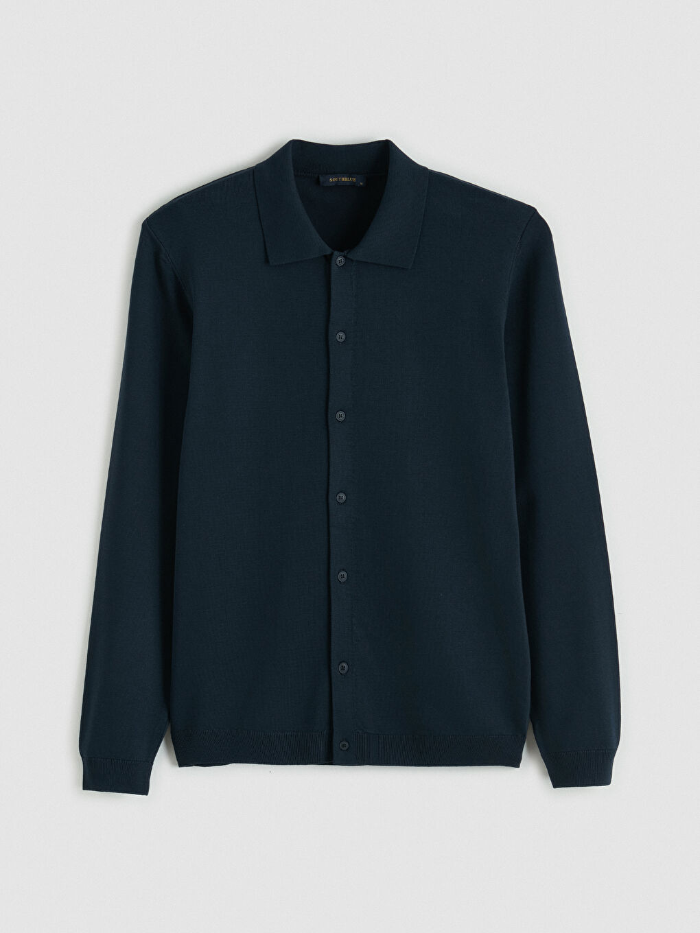 Lacivert Standart Kalıp Polo Yaka Erkek Triko Hırka-3