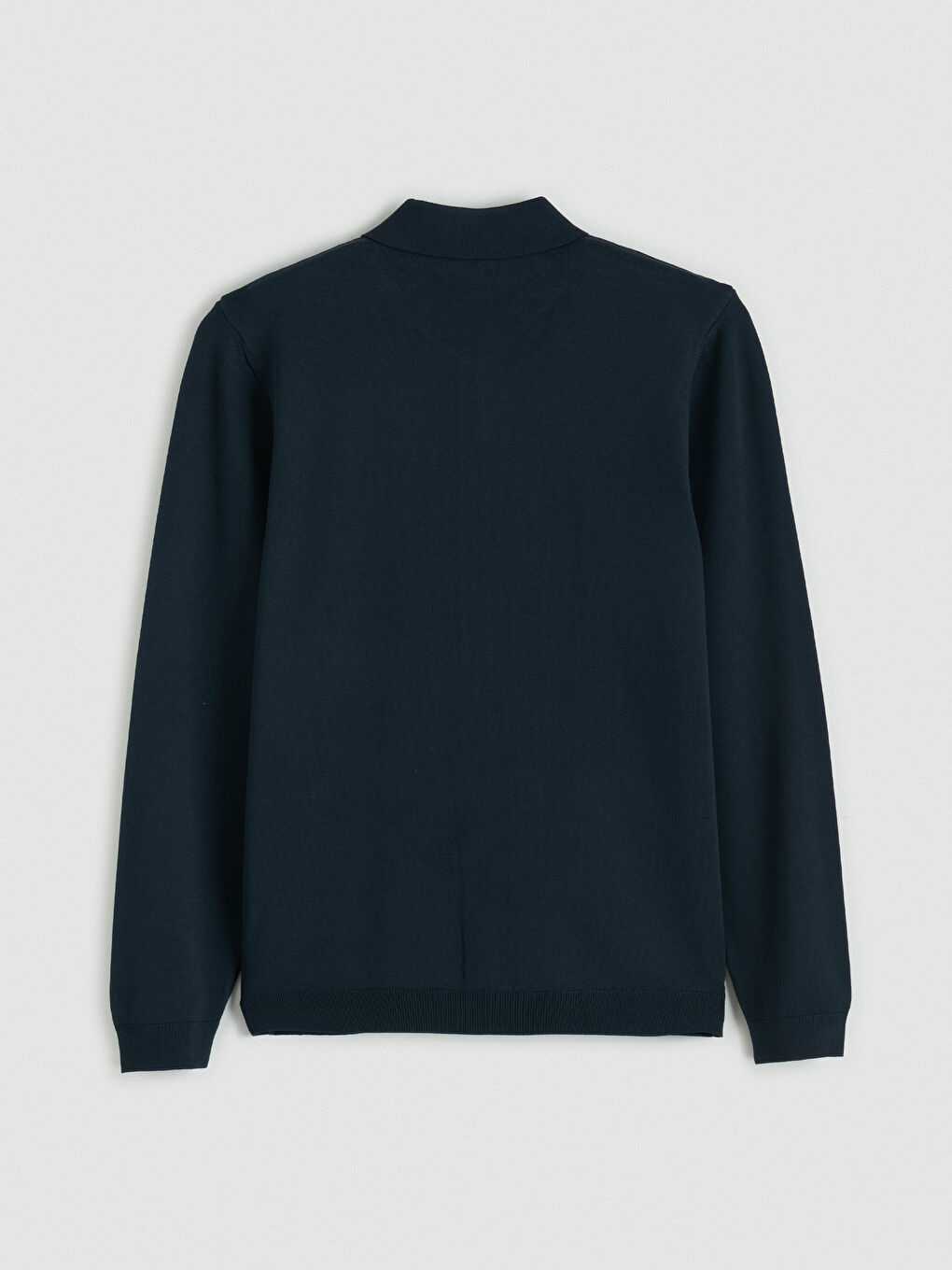 Lacivert Standart Kalıp Polo Yaka Erkek Triko Hırka-4