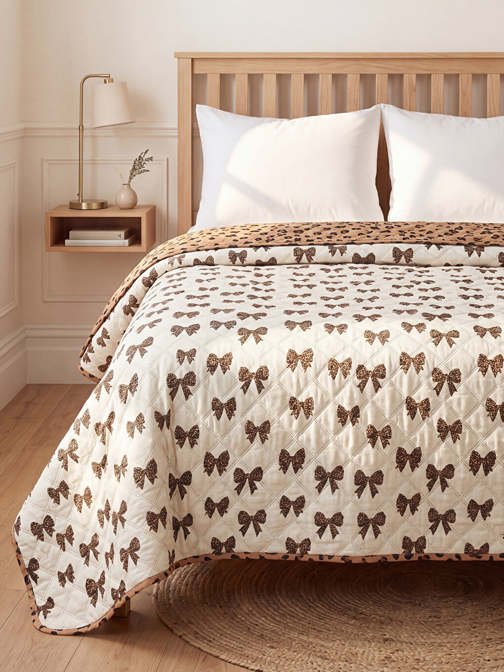Bow Patterned Double Bedspread