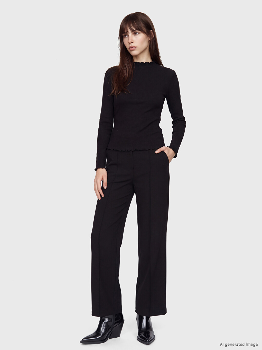 Mock Neck Women's Ribbed Body-1