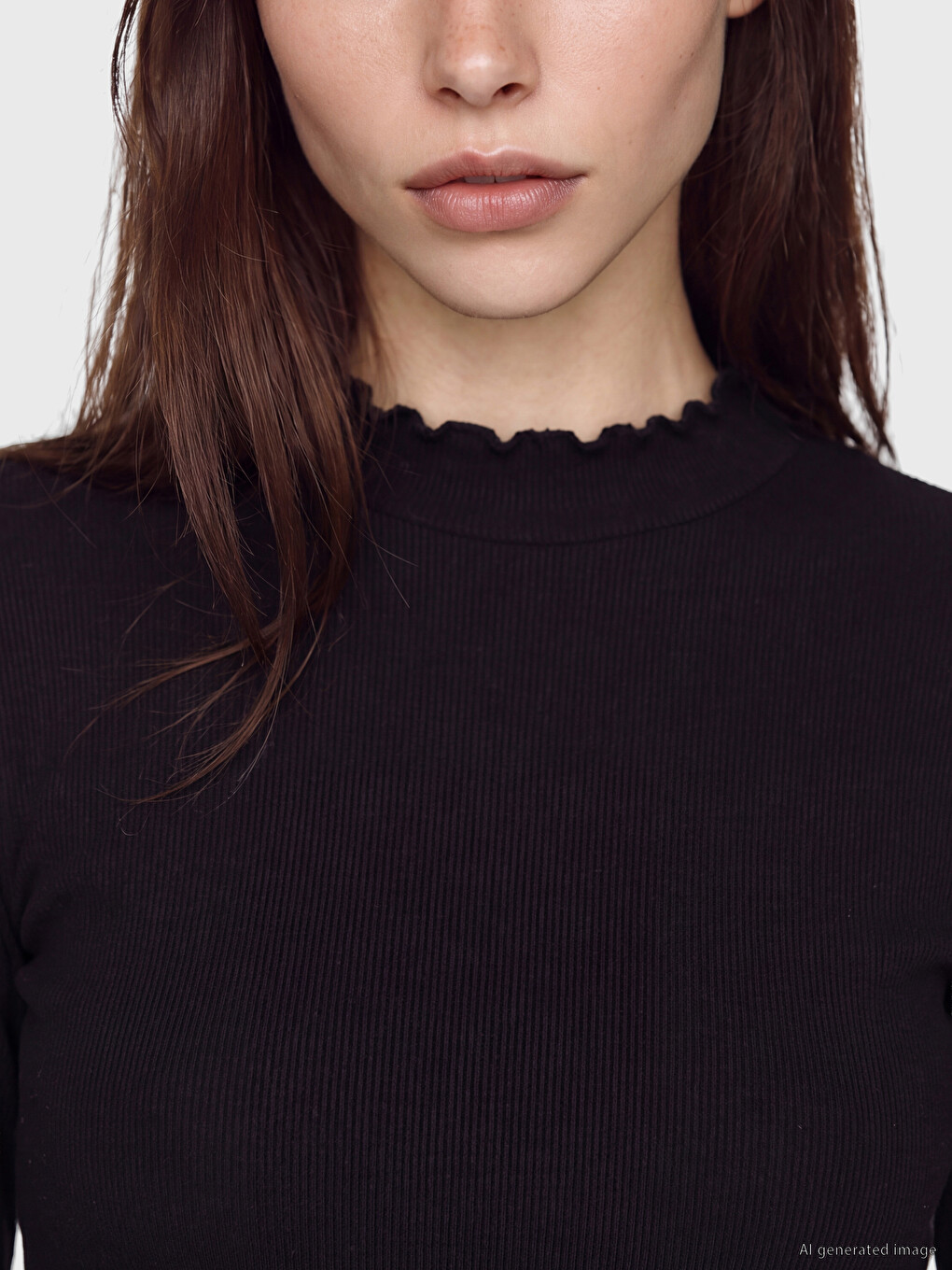 Mock Neck Women's Ribbed Body-2