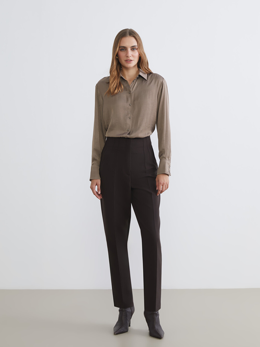 Chemise Femme Satin Coupe Décontractée-1