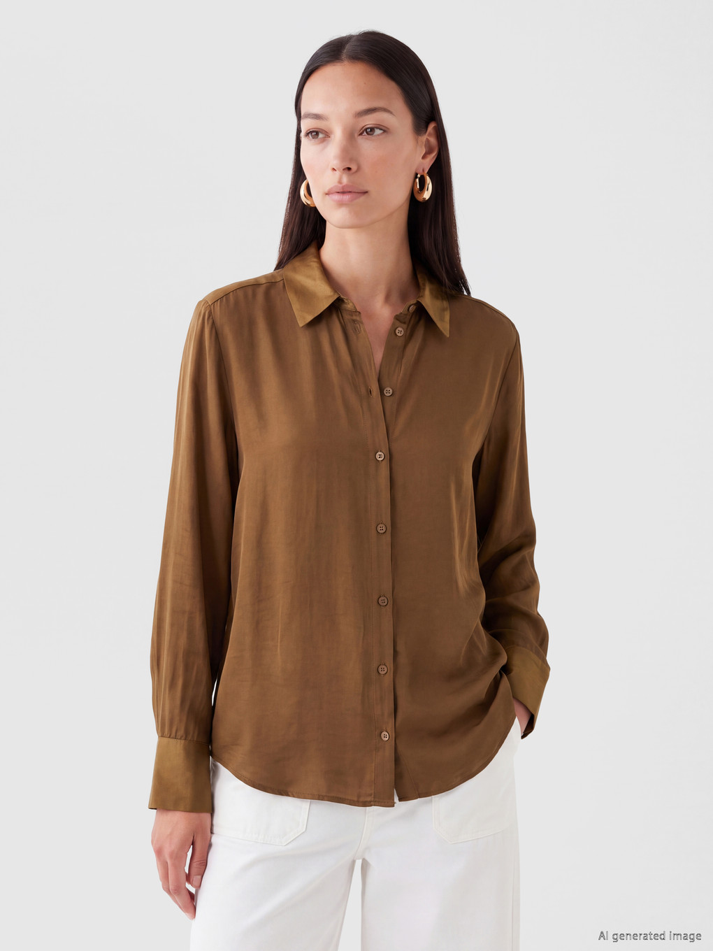 Chemise Femme Satin Coupe Décontractée