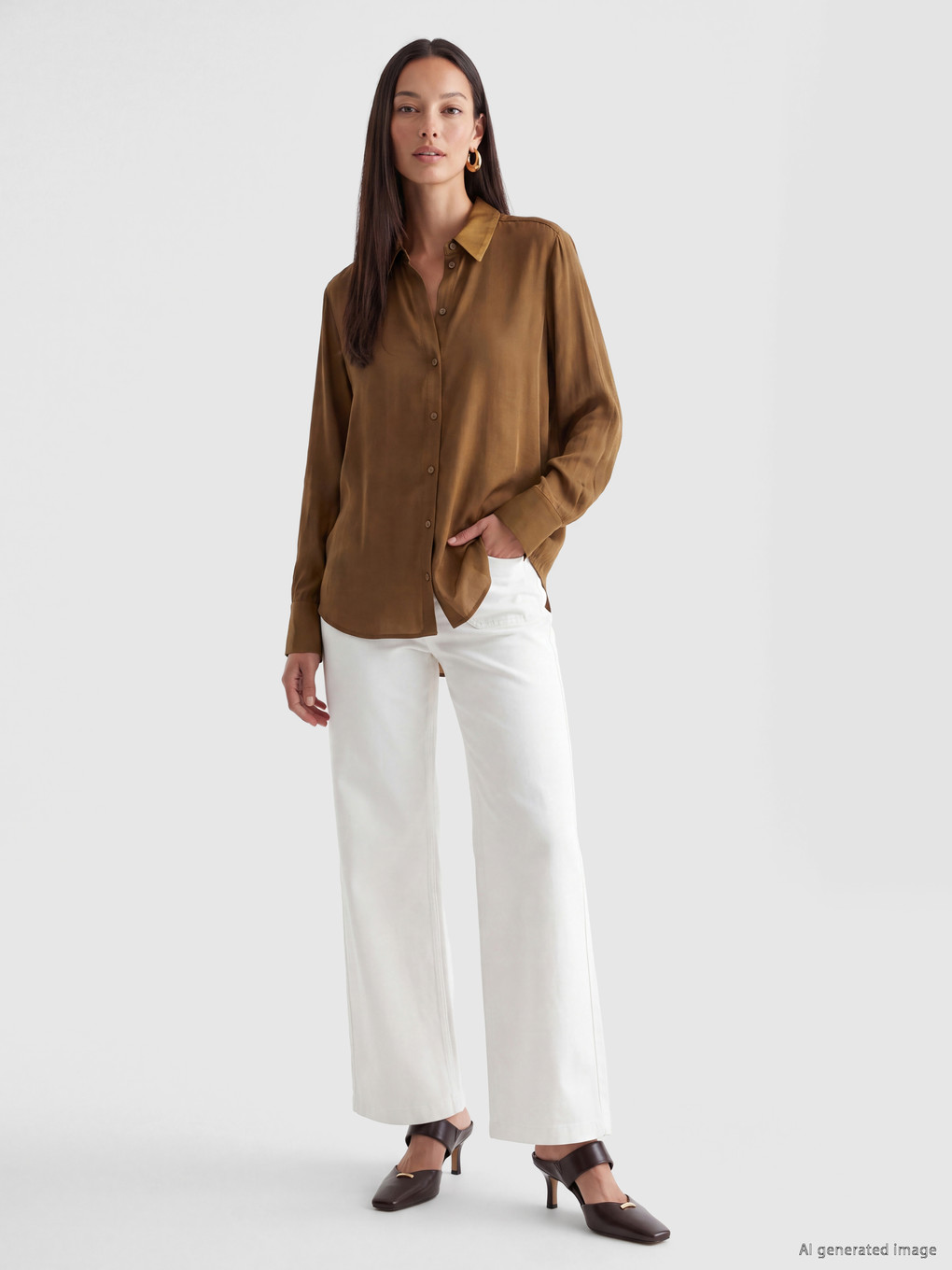 Chemise Femme Satin Coupe Décontractée-1