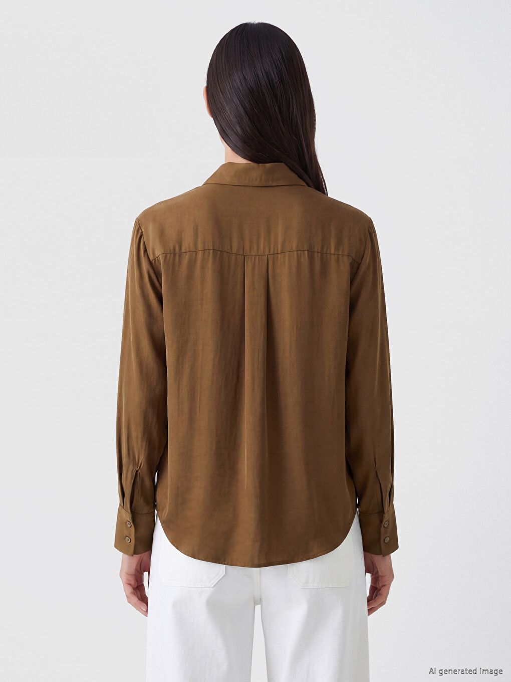 Chemise Femme Satin Coupe Décontractée-3