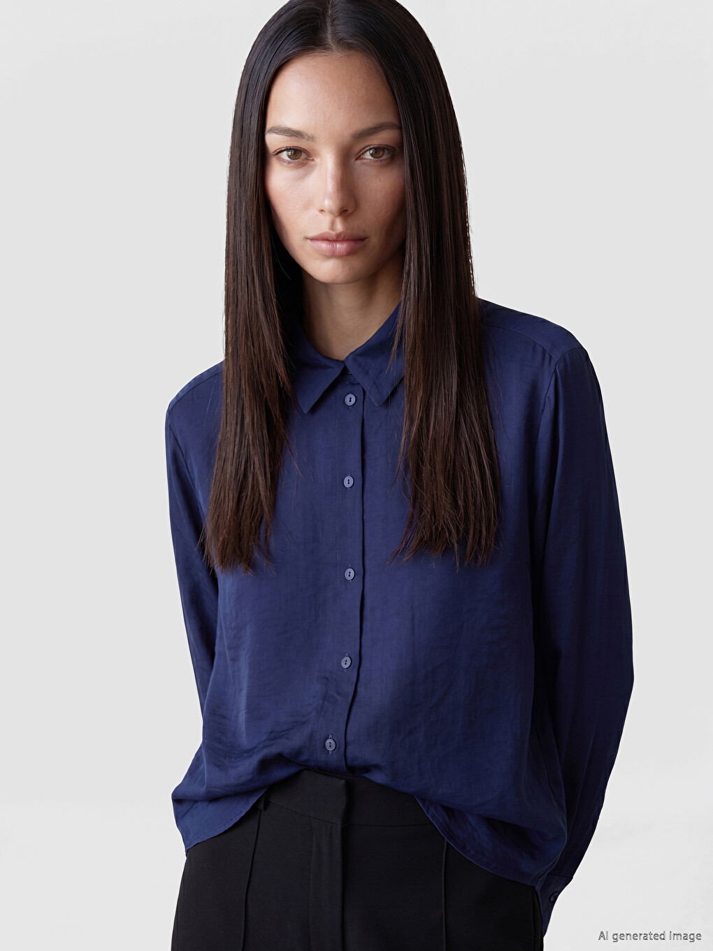 Loose Fit Satin Women's Shirt