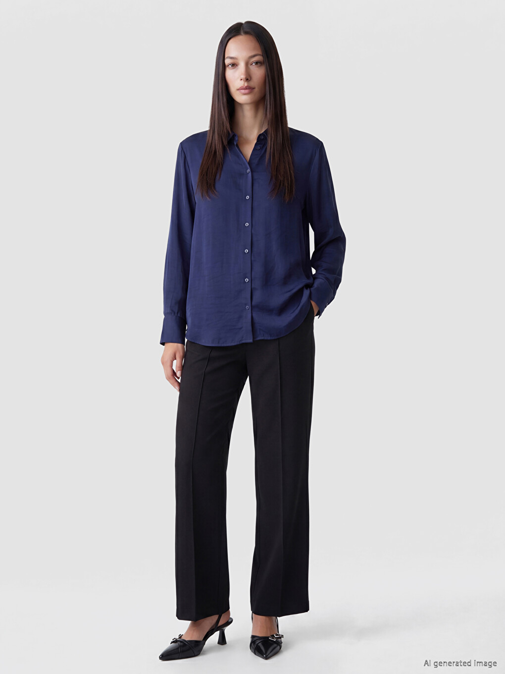 Loose Fit Satin Women's Shirt-1