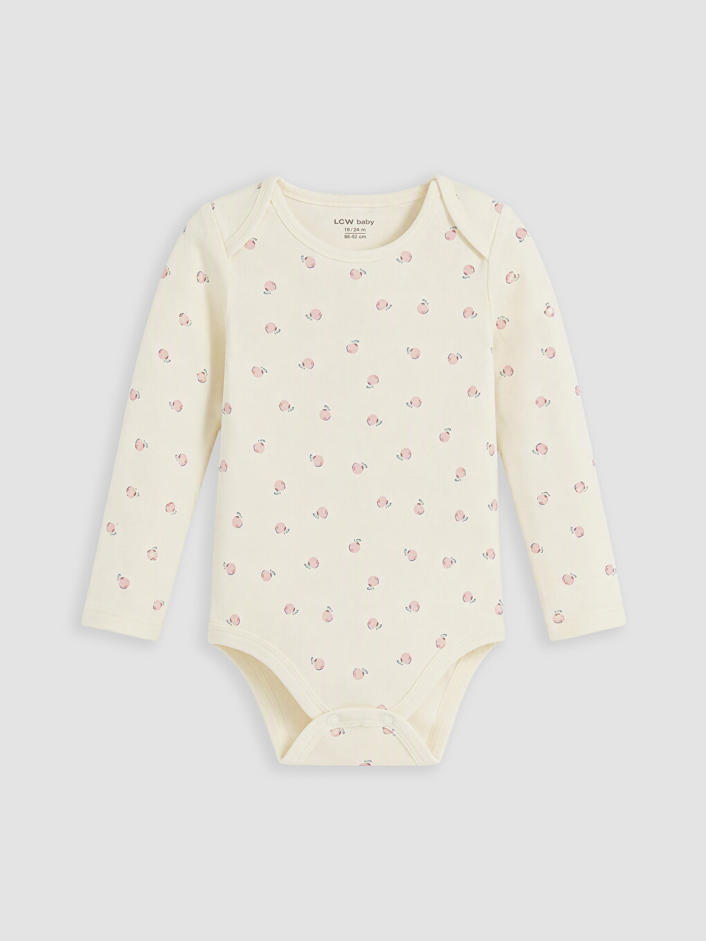 Ekru Baskılı Kız Bebek Çıtçıtlı Body 2'li-1