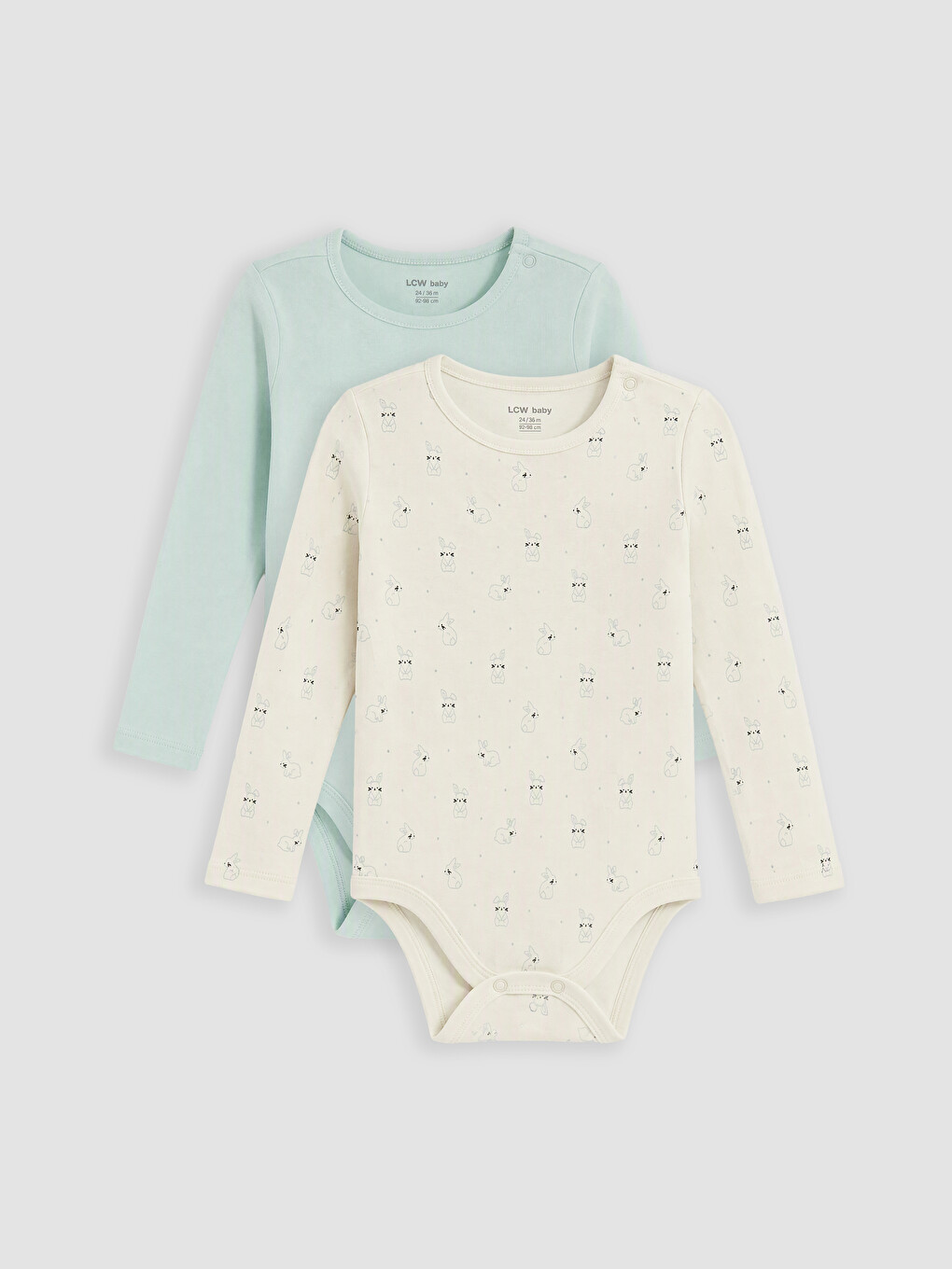 Ekru Baskılı Kız Bebek Çıtçıtlı Body 2'li