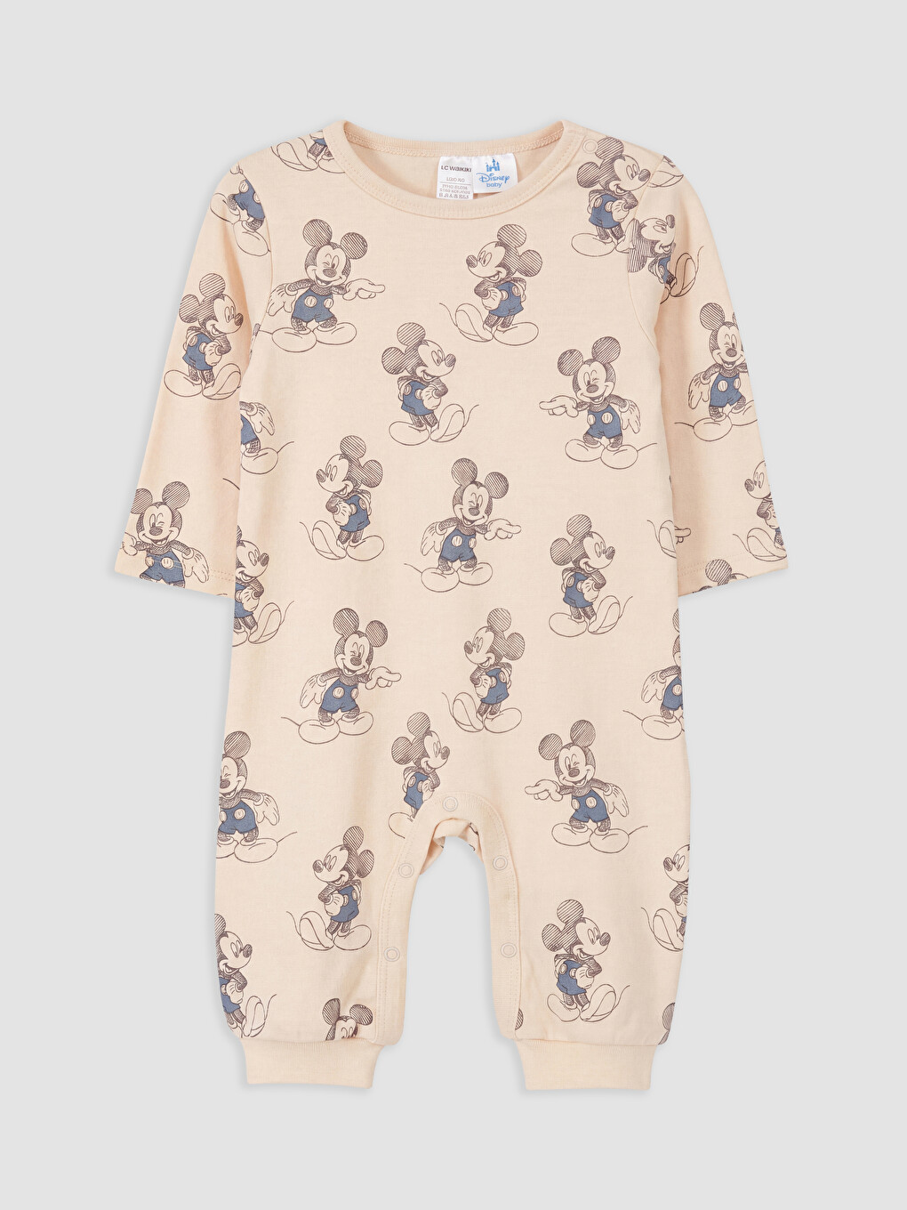 Mavi Mickey Mouse Baskılı Bebek Tulum 2'li-3