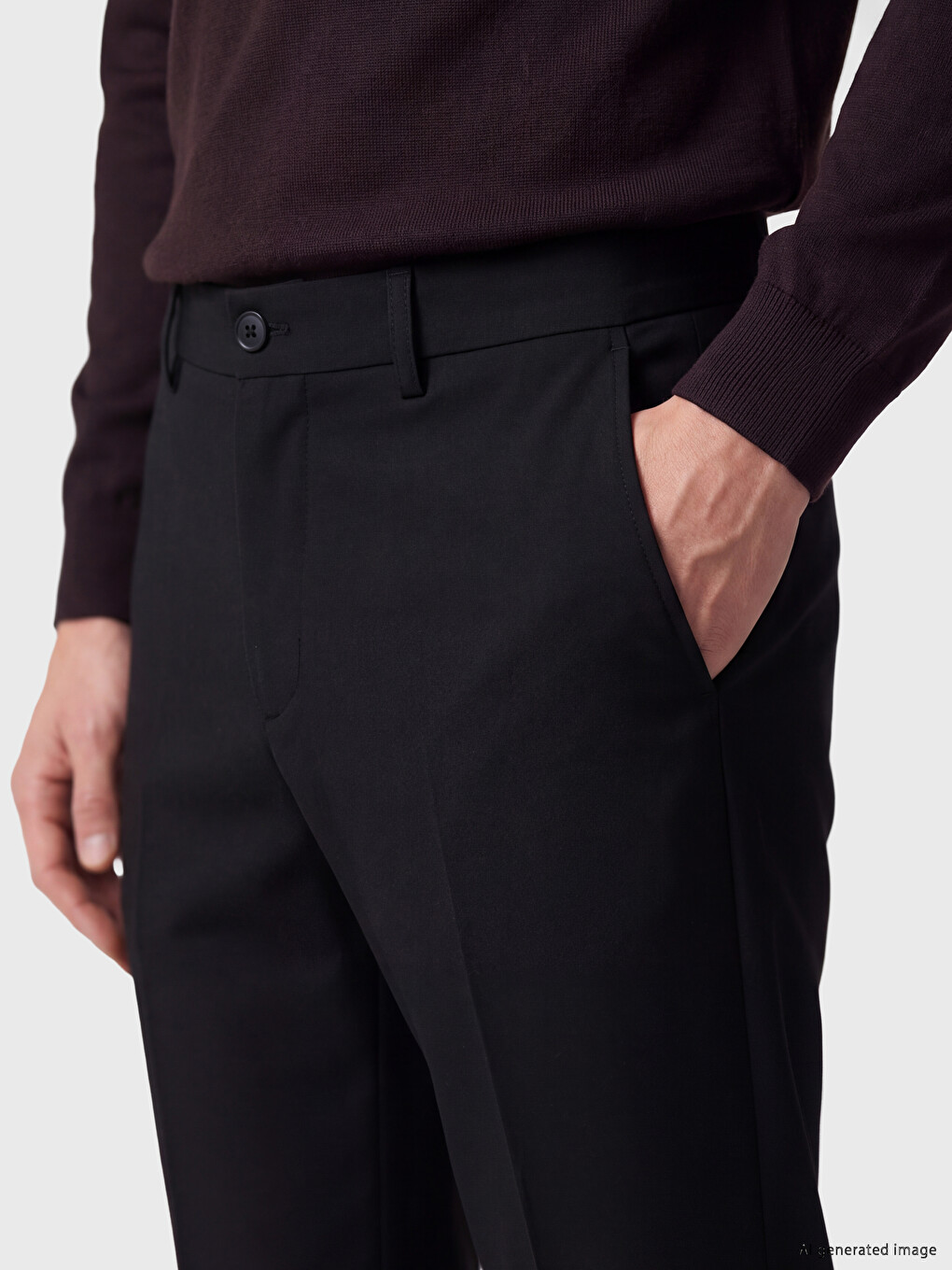 Siyah Regular Fit Pileli Erkek Pantolon-2