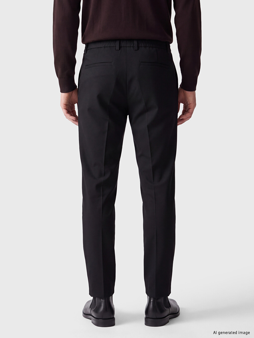 Siyah Regular Fit Pileli Erkek Pantolon-3