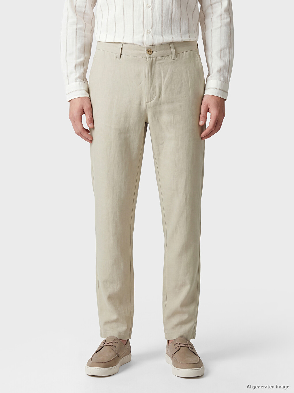 Linen-look Standard Fit Men's Trousers-1
