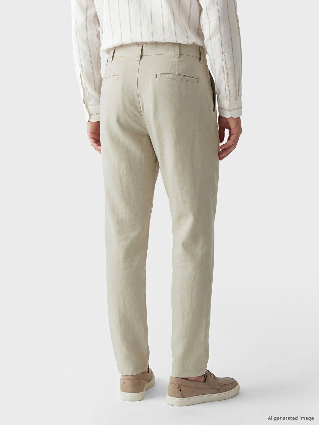 Linen-look Standard Fit Men's Trousers-3