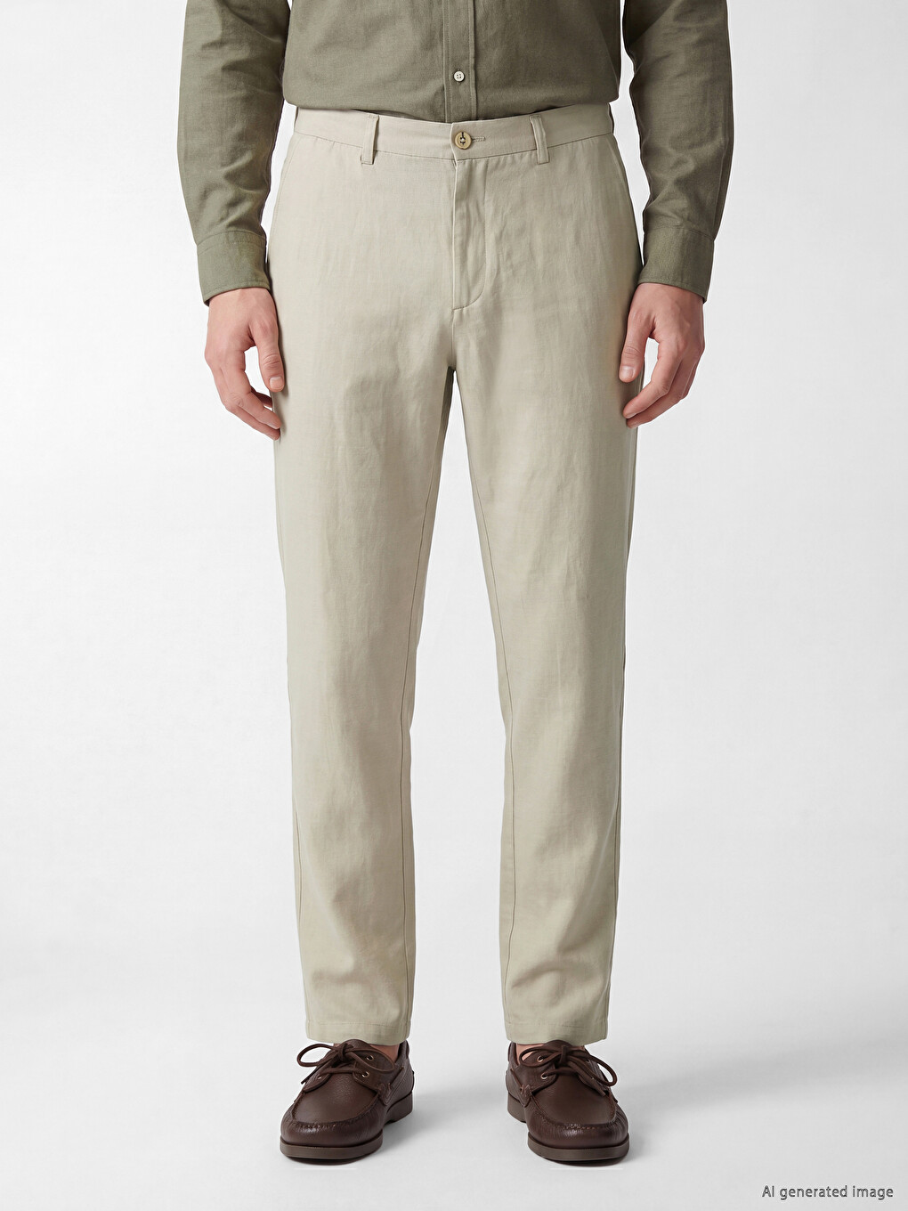 Regular Fit Muške Pantalone od mešavine lana-1