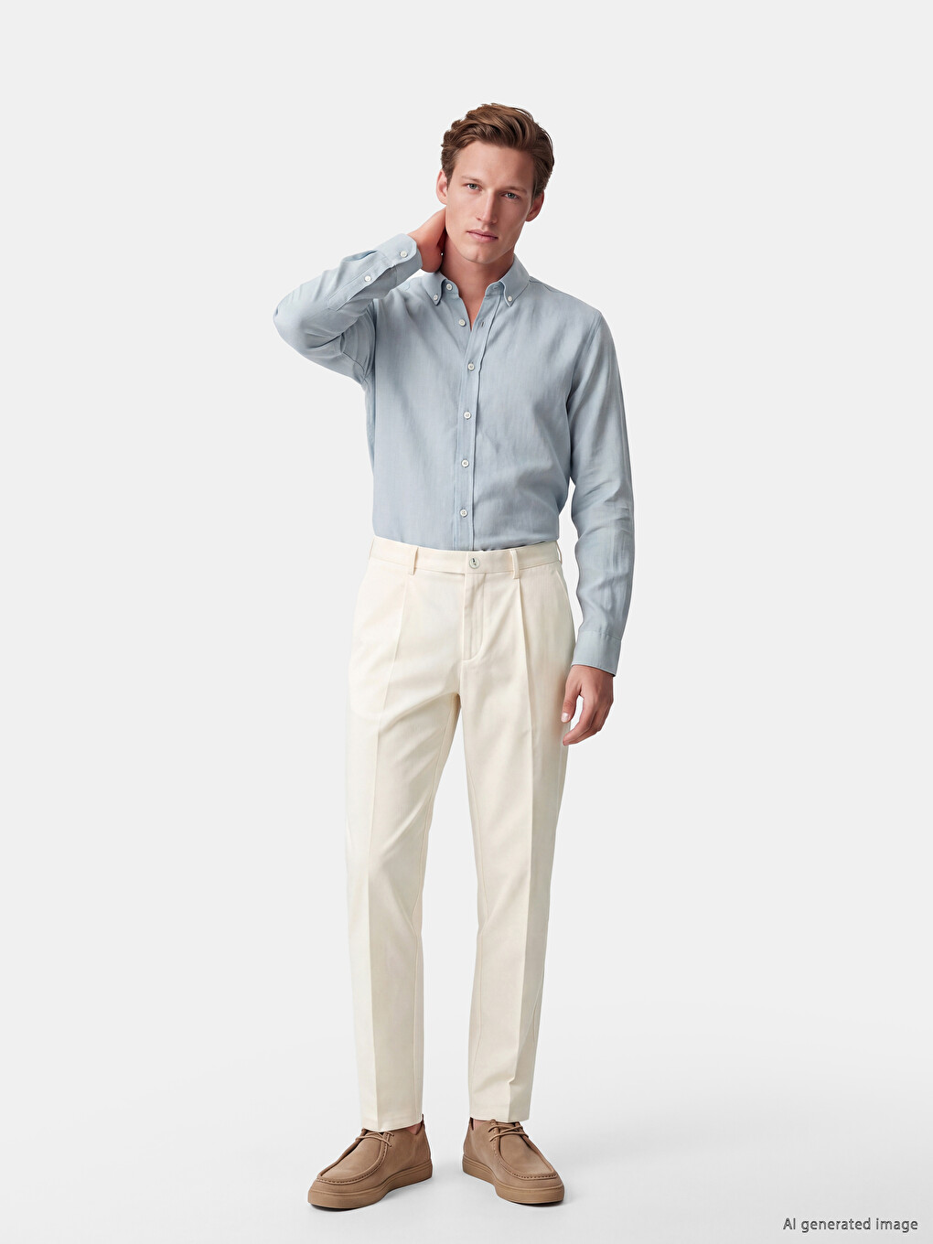 Regular Fit Gabardine Men's Pleated Trousers