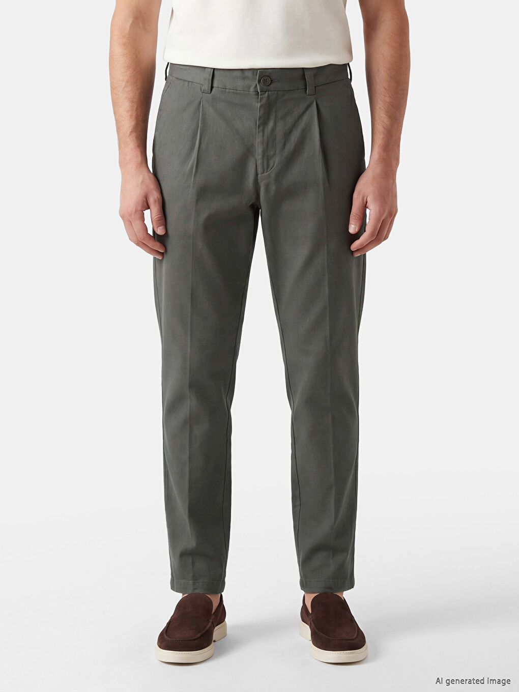 Pantaloni Regular Fit cu Pense pentru Bărbați-1