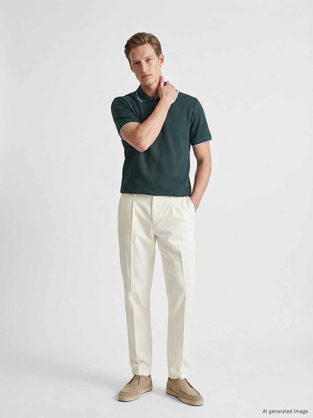 Pantaloni Regular Fit cu Pense pentru Bărbați