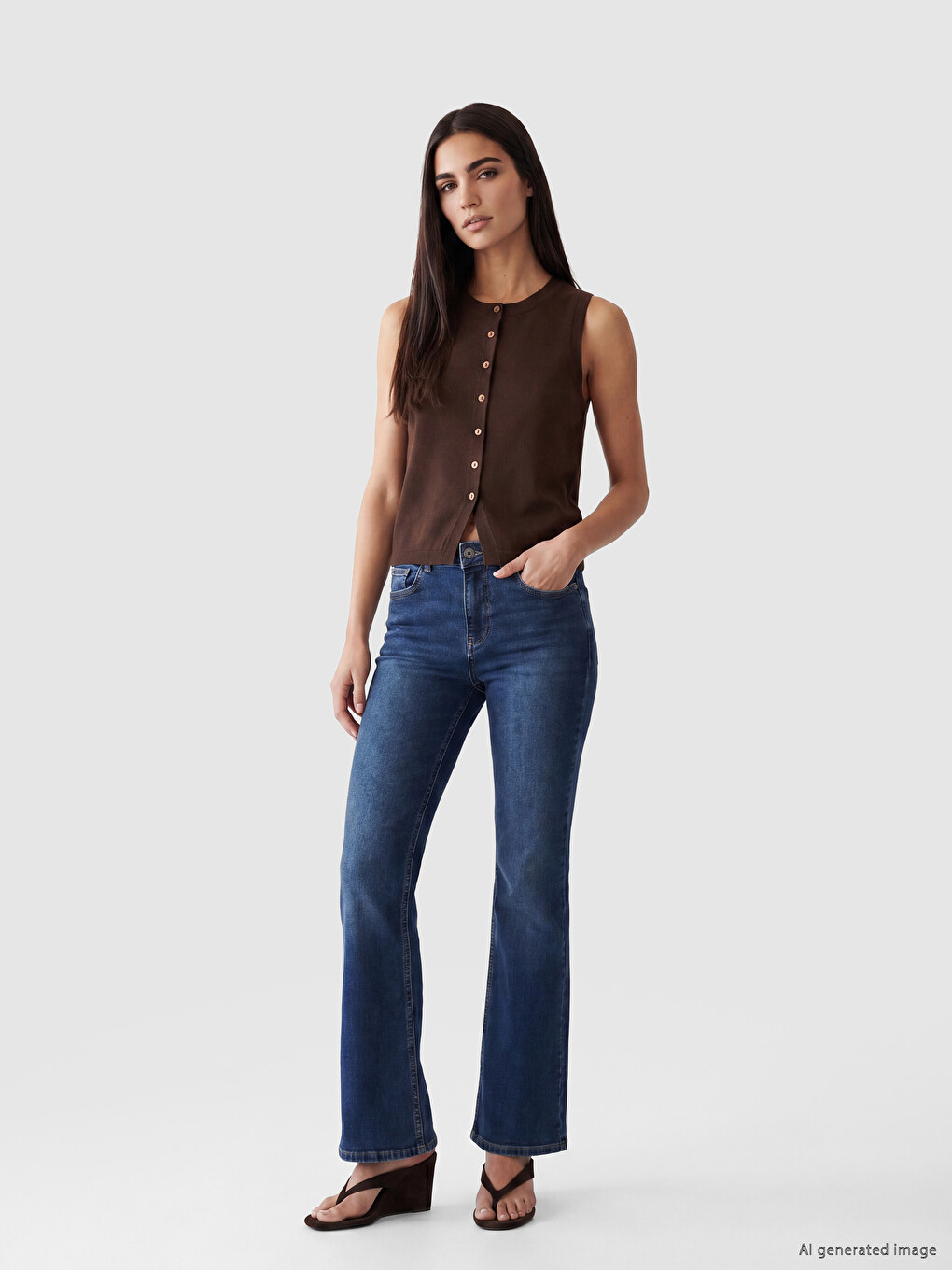 Gilet En Maille Pour Femme À Col Rond-1
