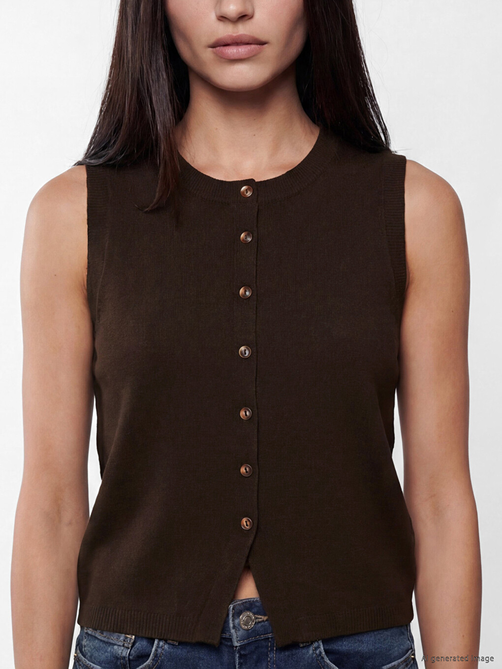 Gilet En Maille Pour Femme À Col Rond-2