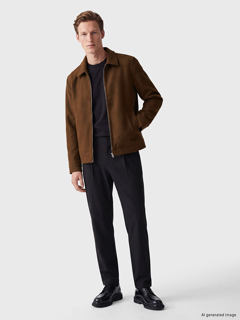 Standard Fit Shirt Collar Men's Coat-1